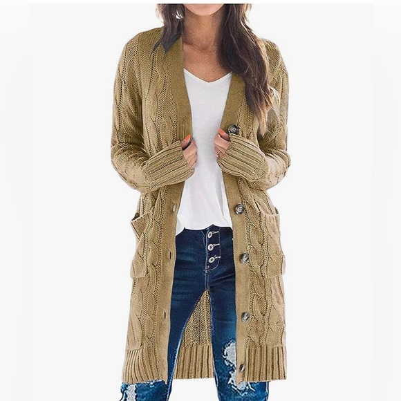 Long Sleeve Cable Knit Long Cardigan - Picture 4 of 9